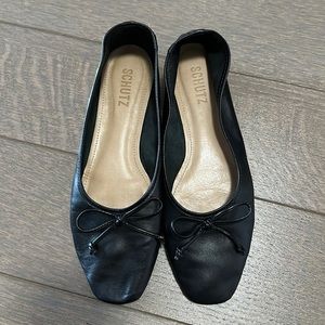 Schutz Arissa Nappa Leather Black Flats Size 7.5